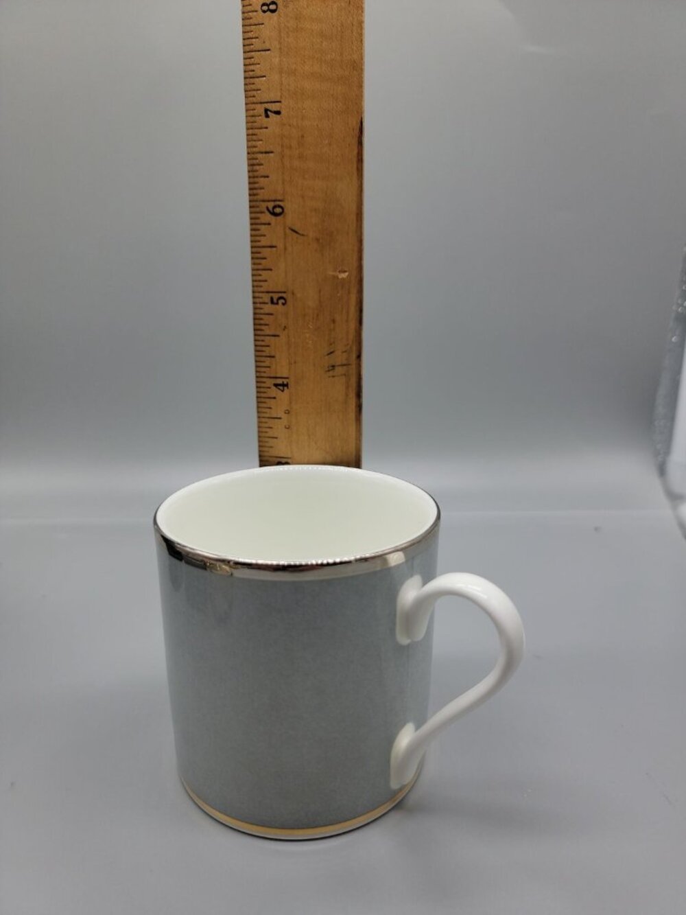 Mikasa Tea Cup Bone China Grandeur Silver CH402 Japan Gold Rim 3" Tall - Picture 2 of 13